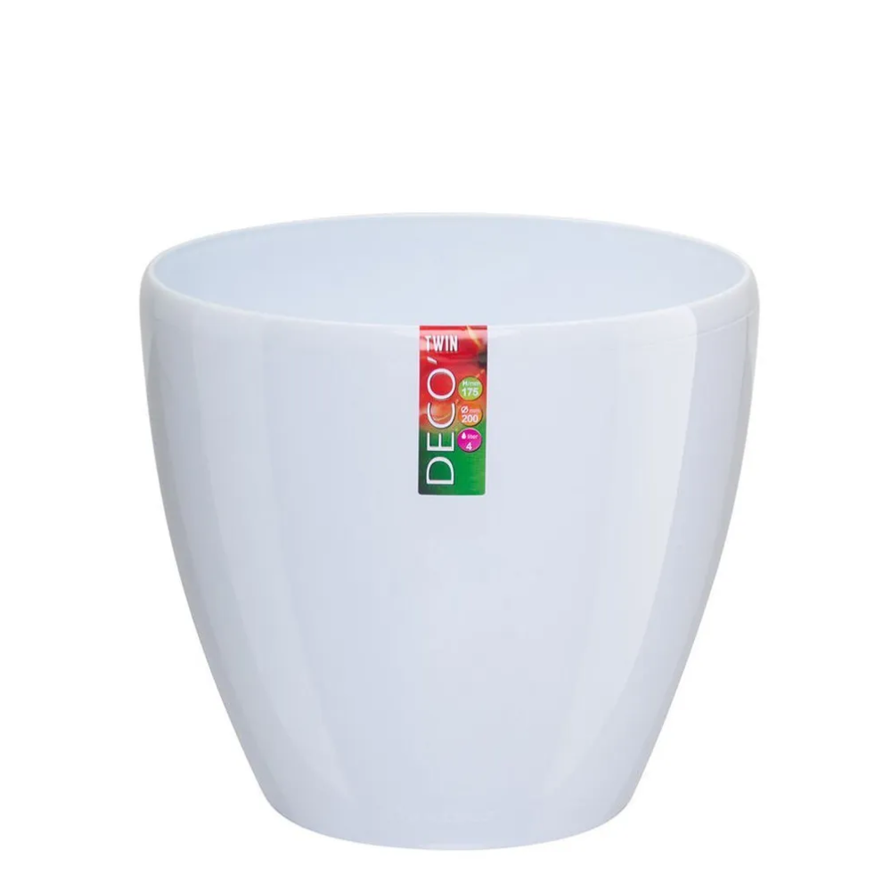 Горшок пластиковый DECO TWIN h=17.5см d=20см 4 л белый/20