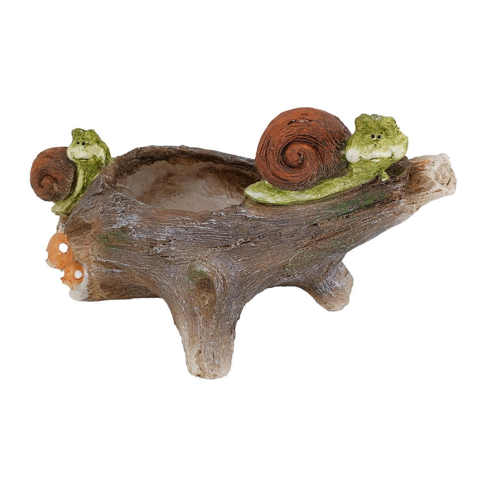 Фигура декоративная КАШПО Пенек с улитками h 20.4см/