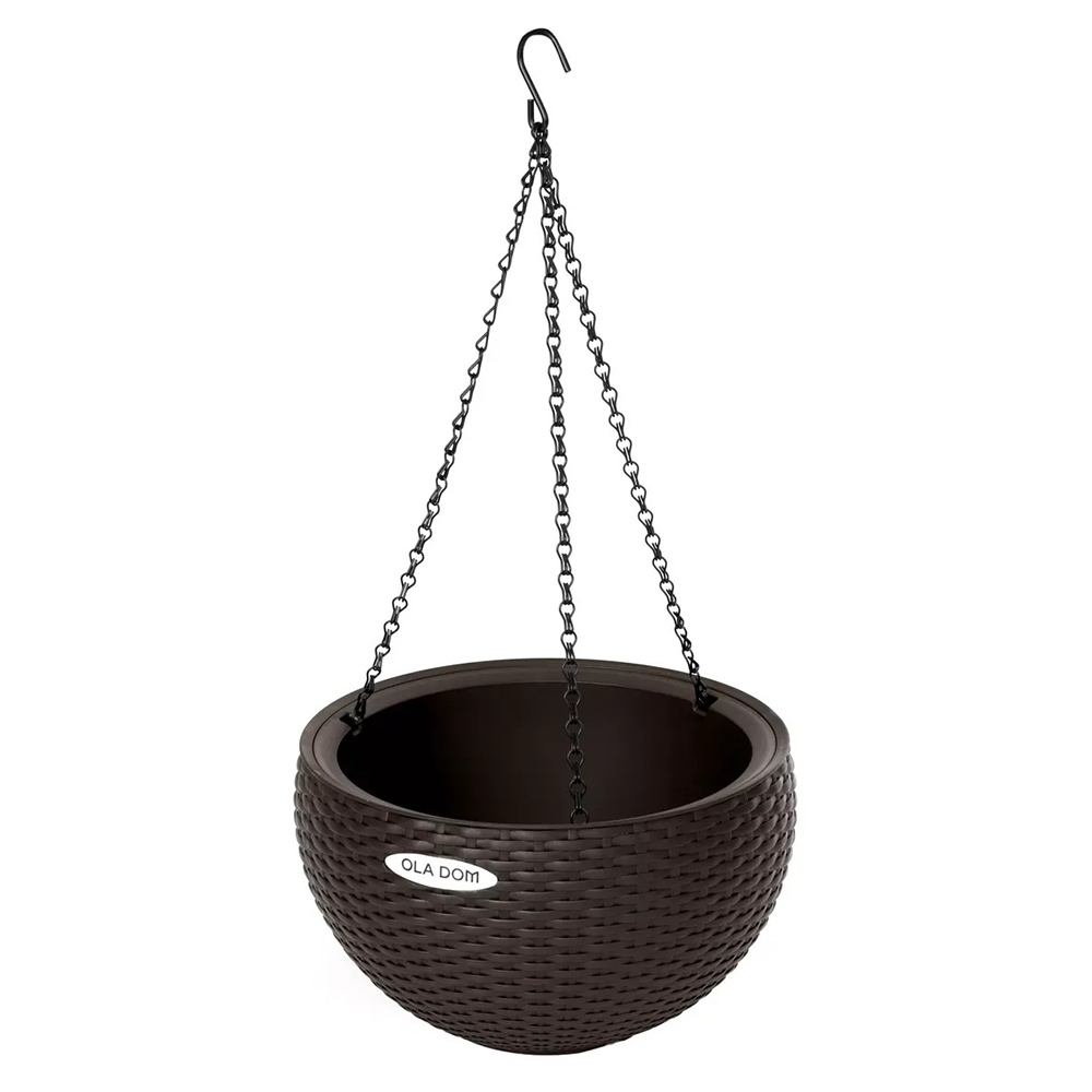 Кашпо пласт RATTAN круглое подвесное 5 л OLA DOM (коричневый)