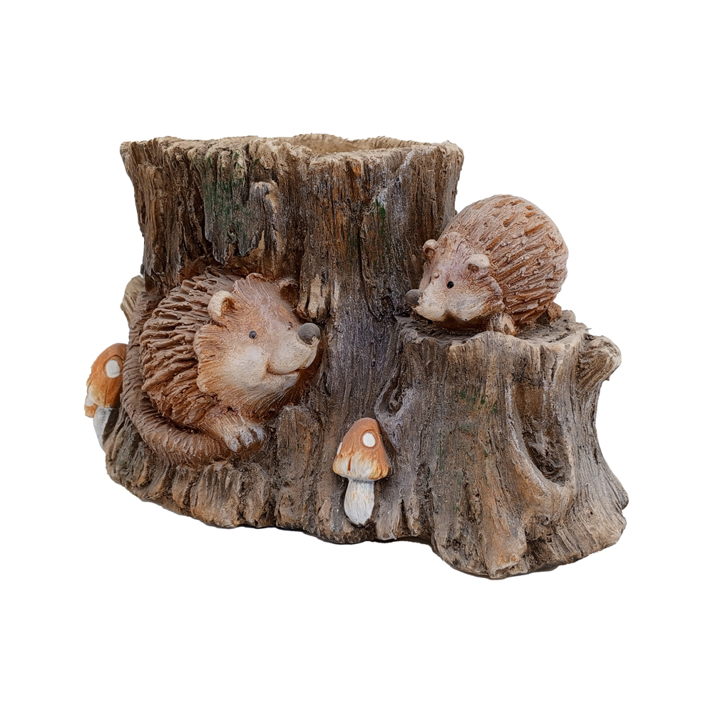 Фигура декоративная КАШПО Ежи на пне h 17.5см/ 2