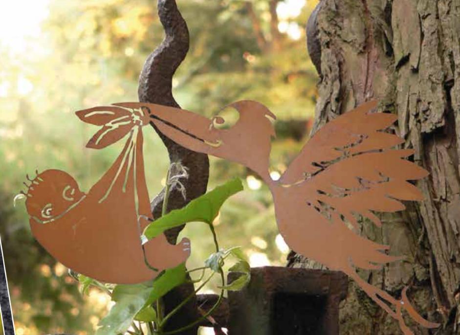 Фигура садовая АИСТ С МАЛЫШОМ В УЗЛЕ h-38см /1