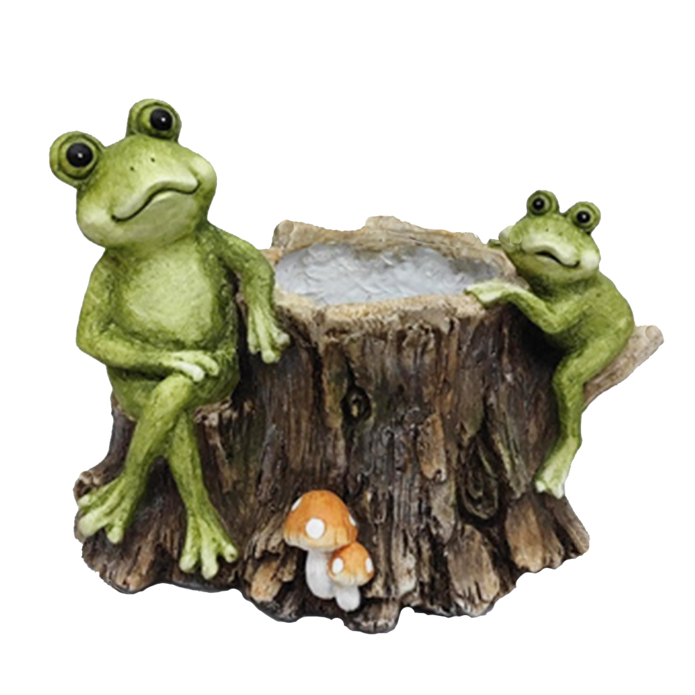 Фигура декоративная КАШПО Пенек с лягушатами h 27см/