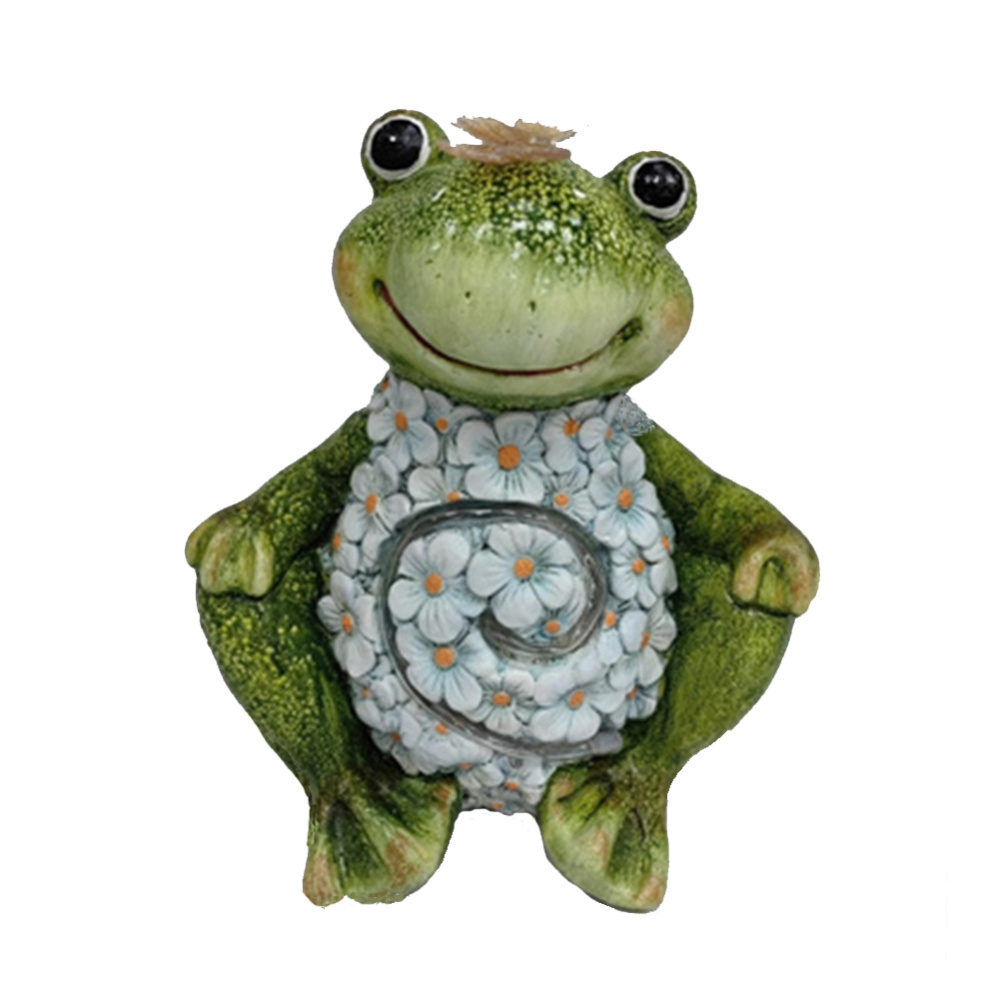 Фигура декоративная солар Лягушка в ромашках h 35см/