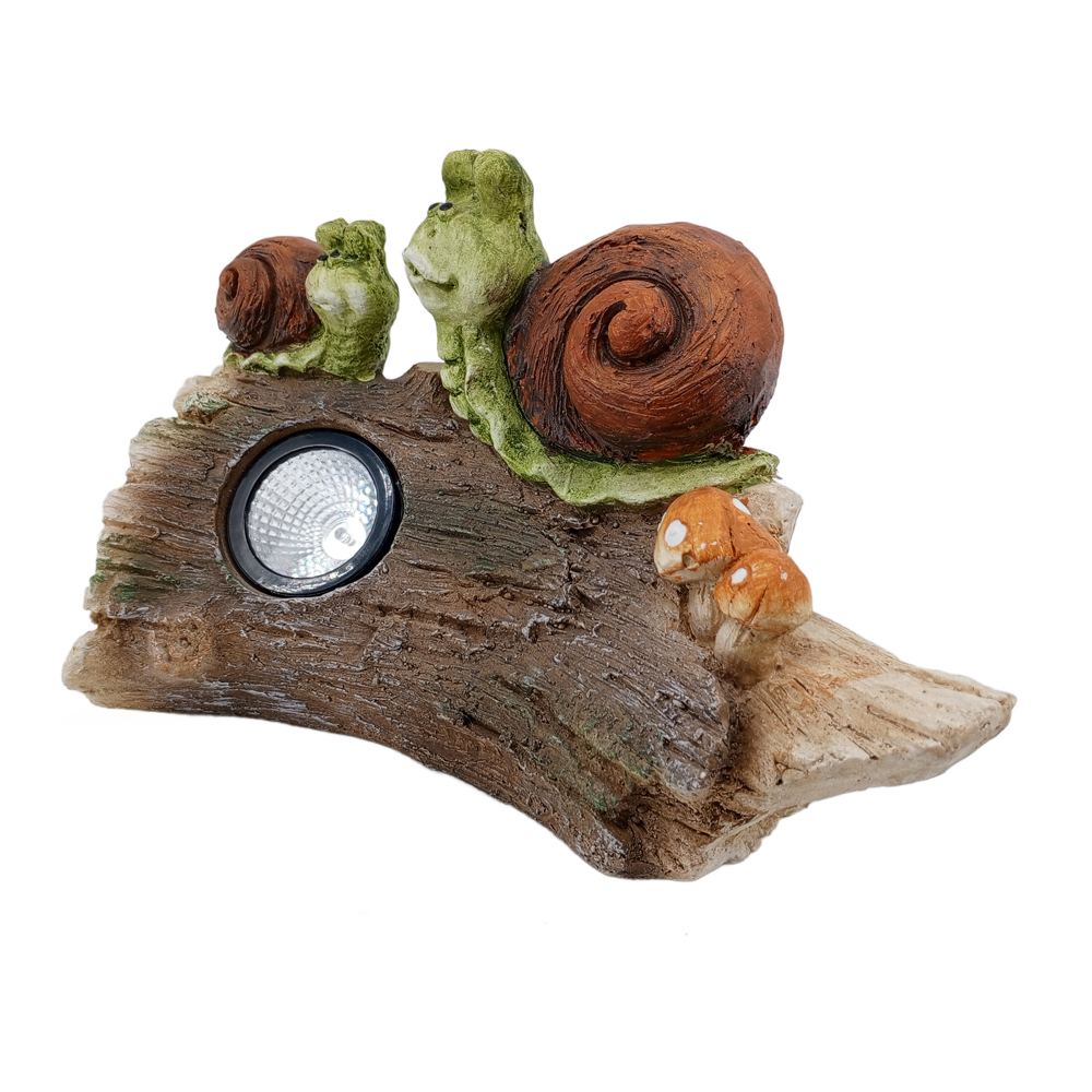 Фигура декоративная солар Улитки на пеньке h 19.2см (с солнечной батареей)/