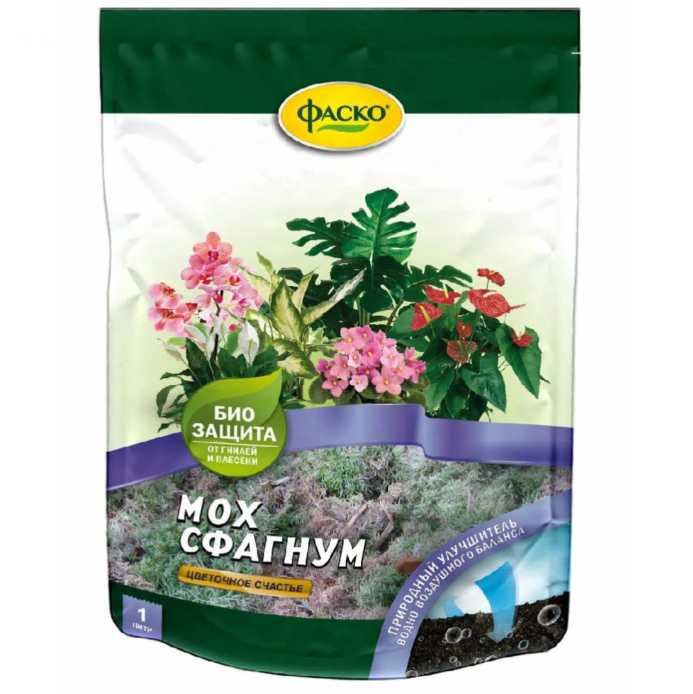 Мох-сфагнум ЦВЕТОЧНОЕ СЧАСТЬЕ  1л /20