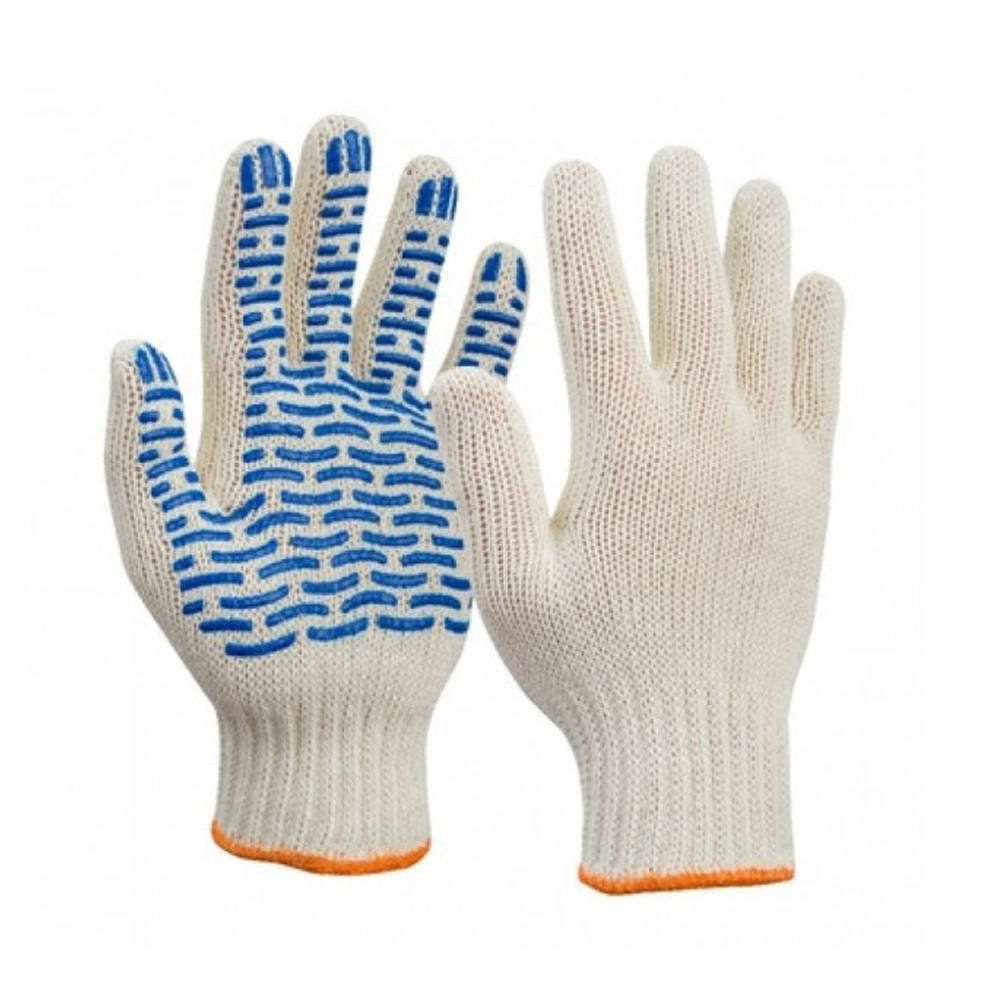 Перчатки трикотажные х/б 5 нитей (10 класс) с ПВХ  1 пара /10/200
