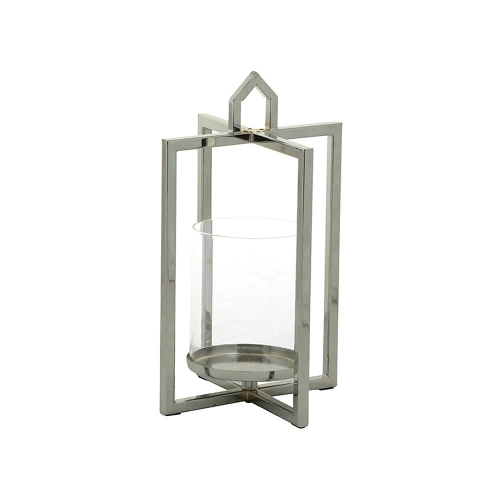 Подсвечник D18 H38 см серебряный		