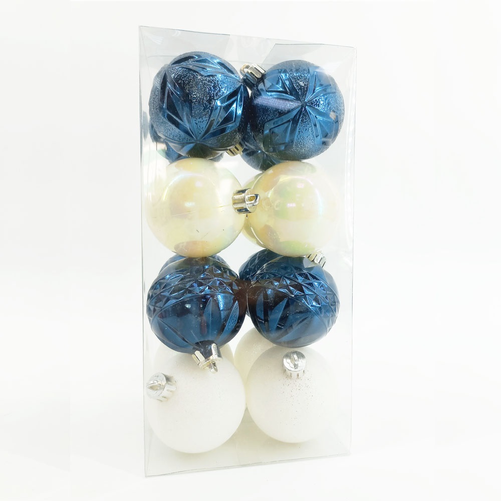 Шар елочный  d60мм, белый/синий в ассортименте 1шт 