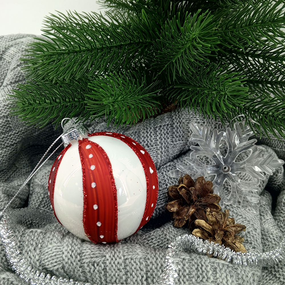 Набор елочных шаров стекло d80мм  4шт "Скандинавская"/1/24