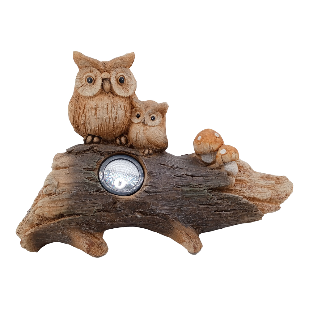 Фигура декоративная солар Совы на пеньке h 25см (с солнечной батареей )/