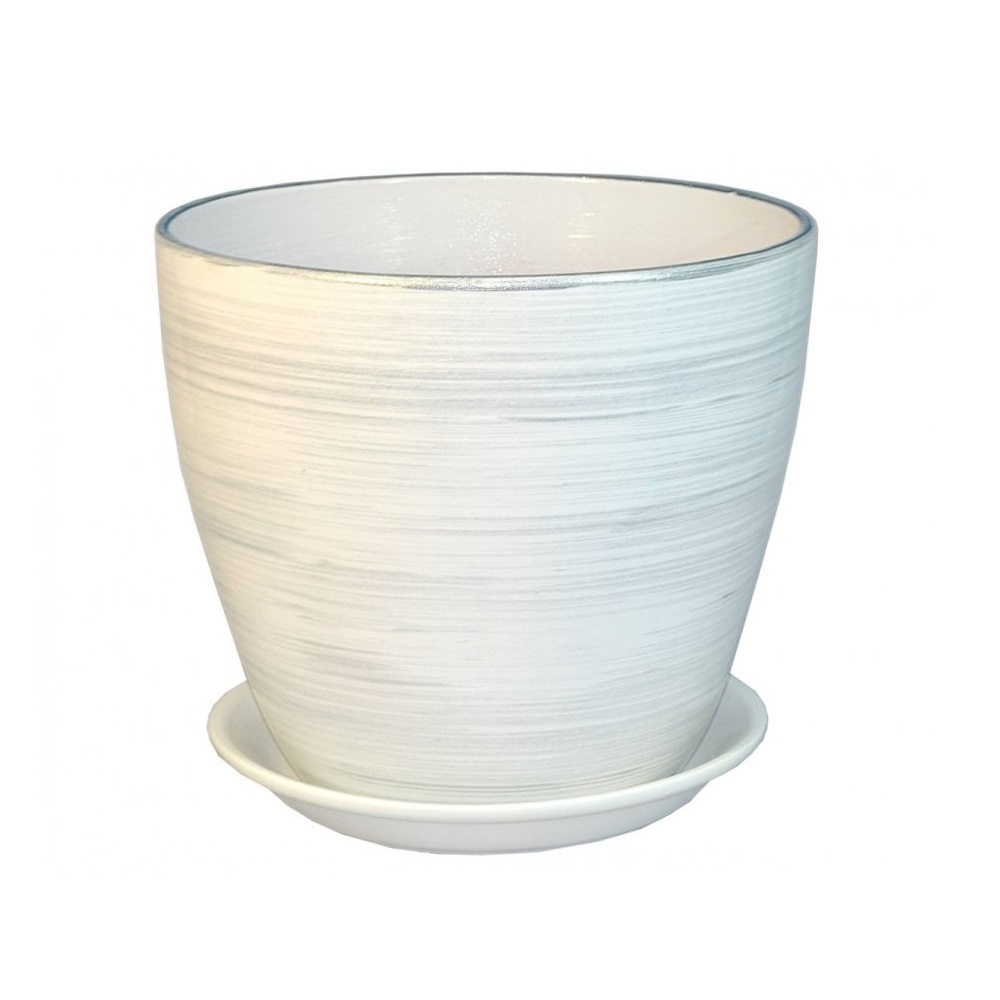 Горшок керамический Бутон белое серебро 2л.  /6