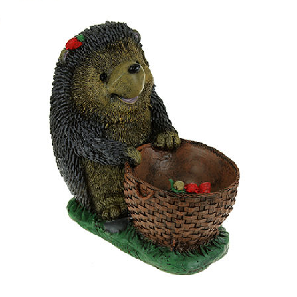 Фигура садовая ЁЖИК С ПЛЕТЕНОЙ КОРЗИНКОЙ КАШПО /1