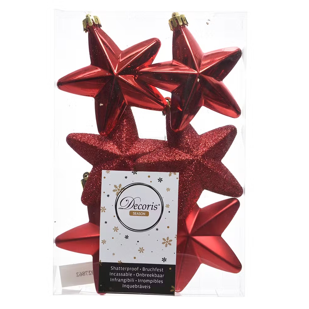 Набор елочных украшений 6шт ЗВЕЗДА красный/36