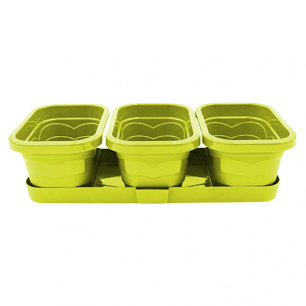 Горшок пластиковый  ВАЛЕНСИЯ  ТРИО 3*1,1л фисташковый /1