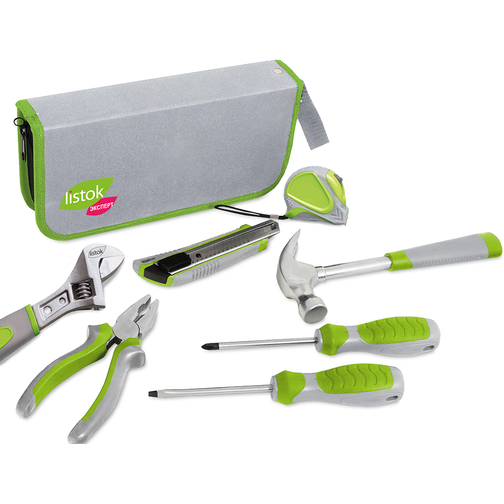 Набор инструмента бытового LISTOK ЭКСПЕРТ зеленый в футляре 7шт/10