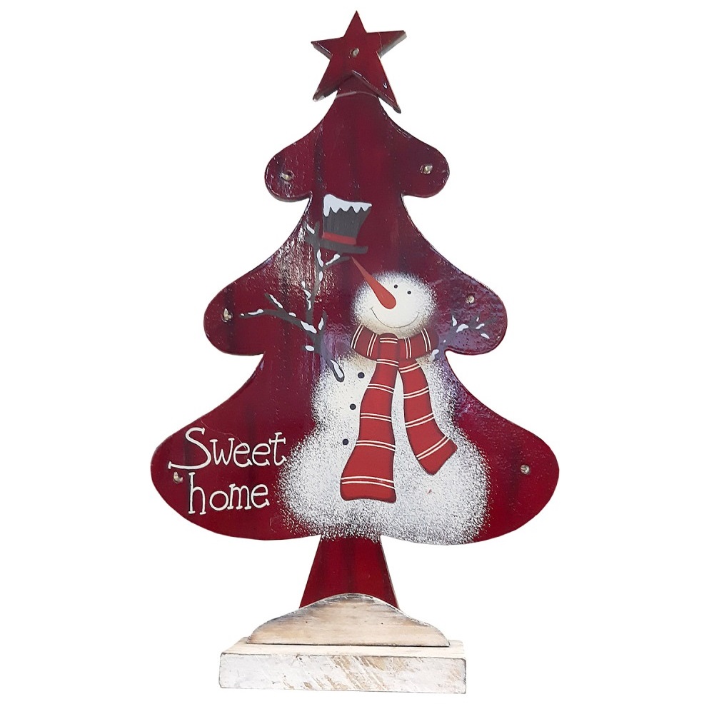 Сувенир Елочка с LED огнями Н37см дерево красный/1		