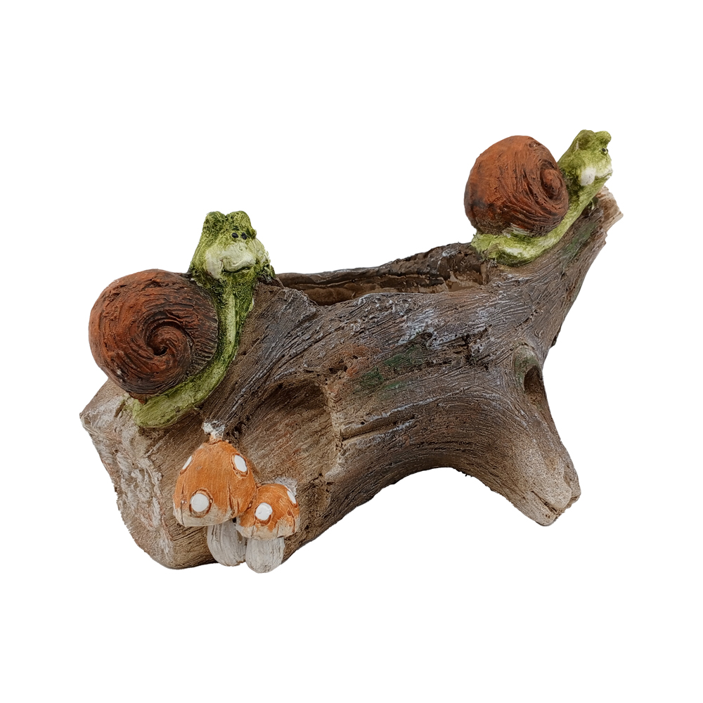 Фигура декоративная КАШПО Пенек с улитками h 20.4см/