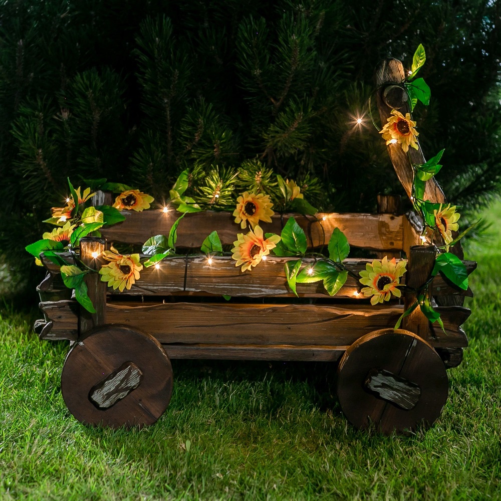 Гирлянда садовая Подсолнухи на солнечной батарее 24 светодиода