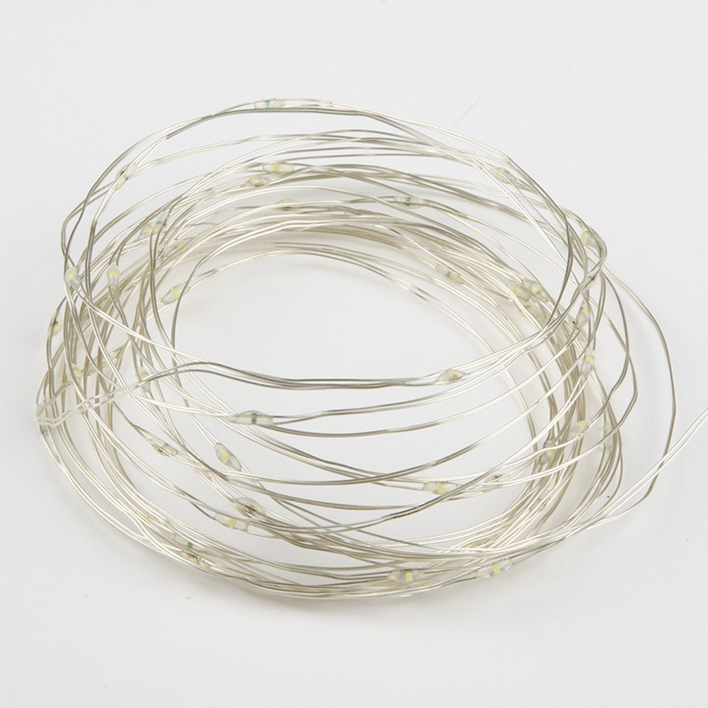 Гирлянда 20 светодиодов "Роса" 2м, белый свет, на батарейках