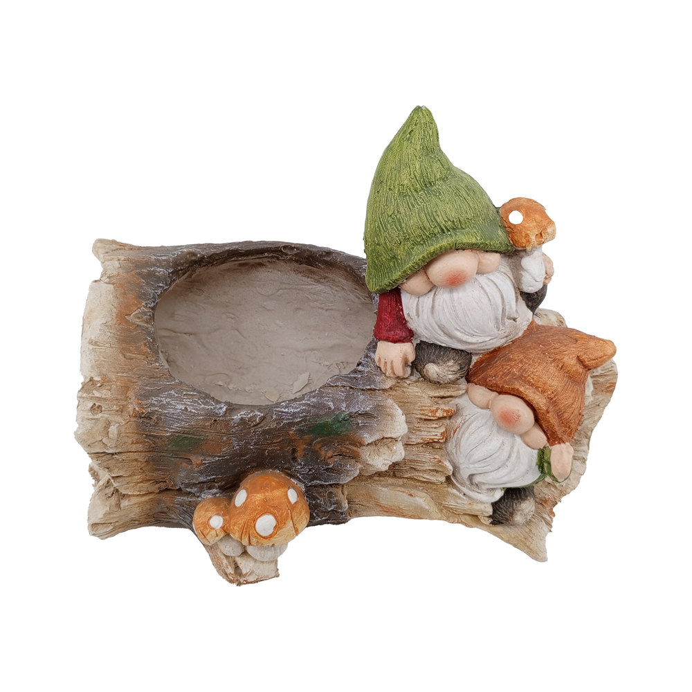 Фигура декоративная КАШПО Гномик на пеньке h 26.5см/